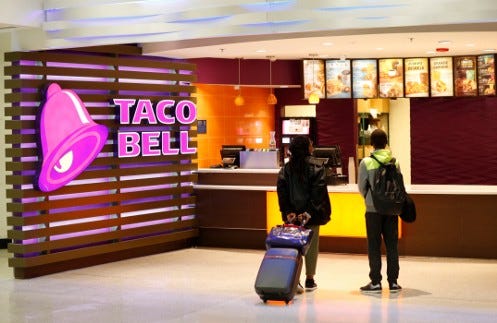 Lobby area of the Taco Bell hotel.