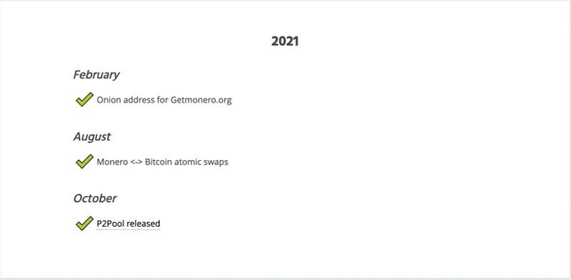 Monero Roadmap 2021