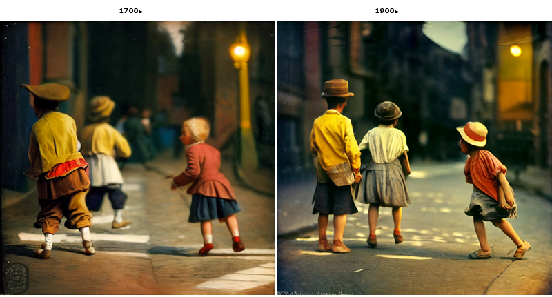 Remixed Kids Playing Across Different Eras