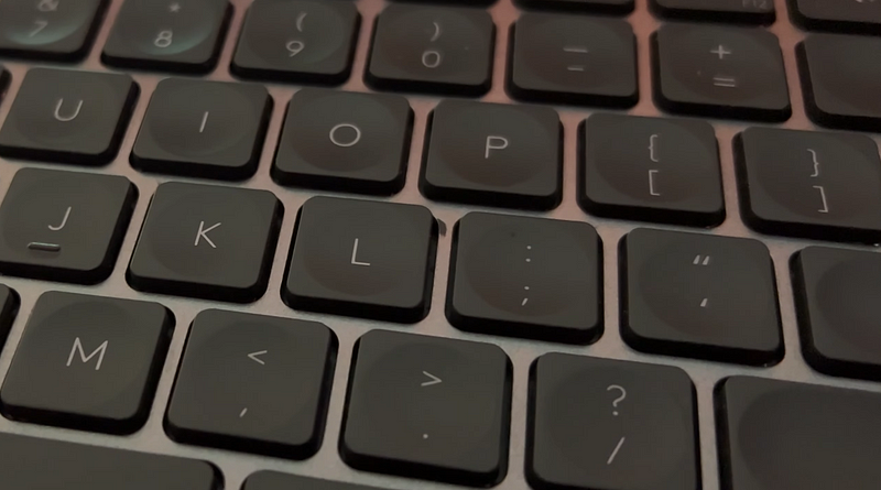 Close-up of wear on keyboard keys