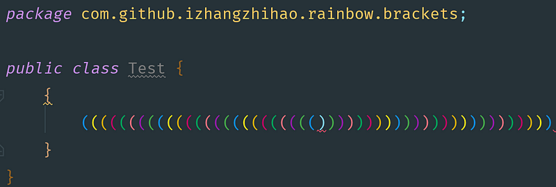 Rainbow Brackets Plugin Display