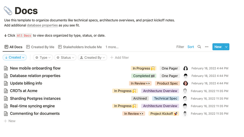 Notion project management template