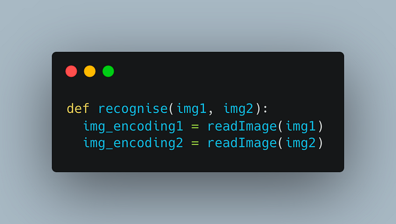 Code snippet for image recognition