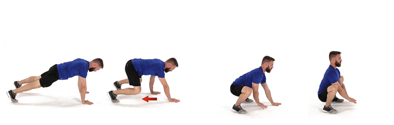 Plank to Squat exercise demonstration