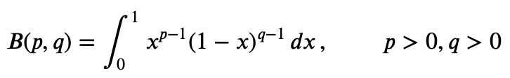 Integral representation of the Beta function