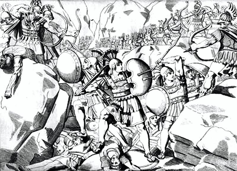 A historical representation of the Battle of Thermopylae