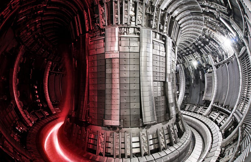 Experimental fusion reactor inside JET