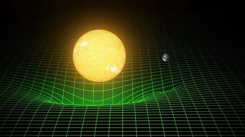 Illustration of spacetime curvature around the Sun