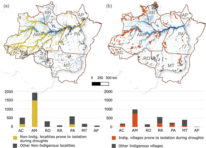 Map showing isolation of communities during droughts