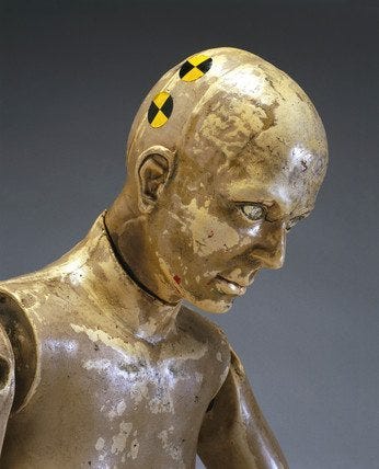 Image of modern crash test dummies used in testing